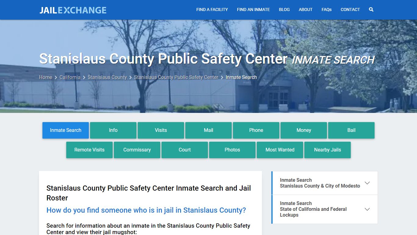 Stanislaus County Public Safety Center Inmate Search - Jail Exchange